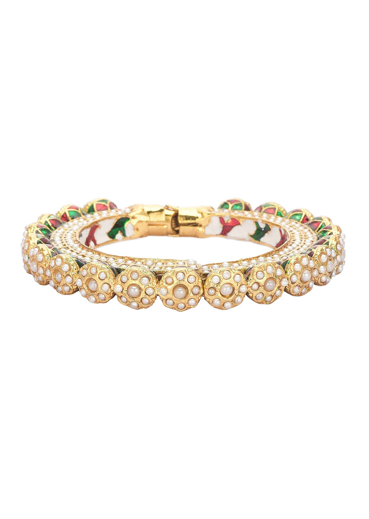Multicolor Rajwadi Bangle With Kundan Stones And Meenakari