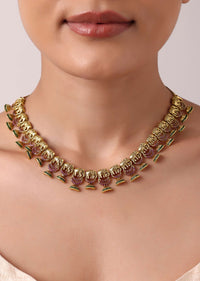 Multicolor Temple Kundan Choker Set