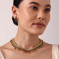 Multicolor Temple Kundan Choker Set