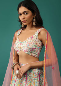 Multicolored Lehenga And Blouse Set In Silk With Patch Work