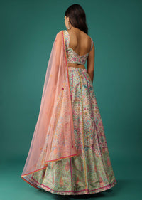 Multicolored Lehenga And Blouse Set In Silk With Patch Work