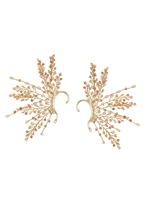 Multicolour And Red Handcrafted Earcuff In Mix Metal