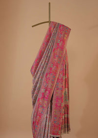 Multicolour Cotton Silk Pashmina Woven Saree With An Unstitched Blouse