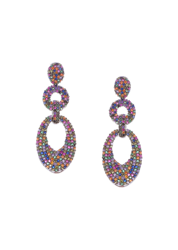 Multicolour Diamond Earrings In Mix Metal