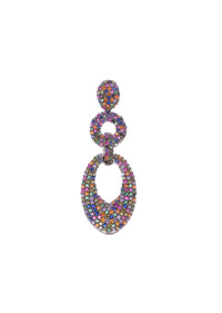 Multicolour Diamond Earrings In Mix Metal