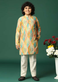 MultiColour Kurta Pant With Resham Work For Boys