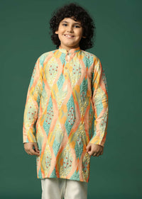 MultiColour Kurta Pant With Resham Work For Boys