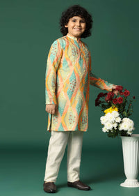 MultiColour Kurta Pant With Resham Work For Boys