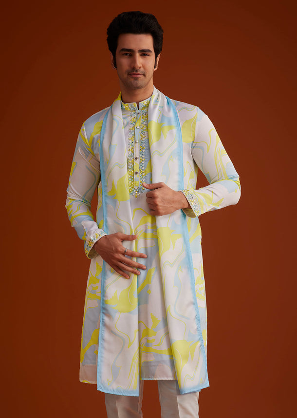 Multicolour Marble Printed Kurta Set