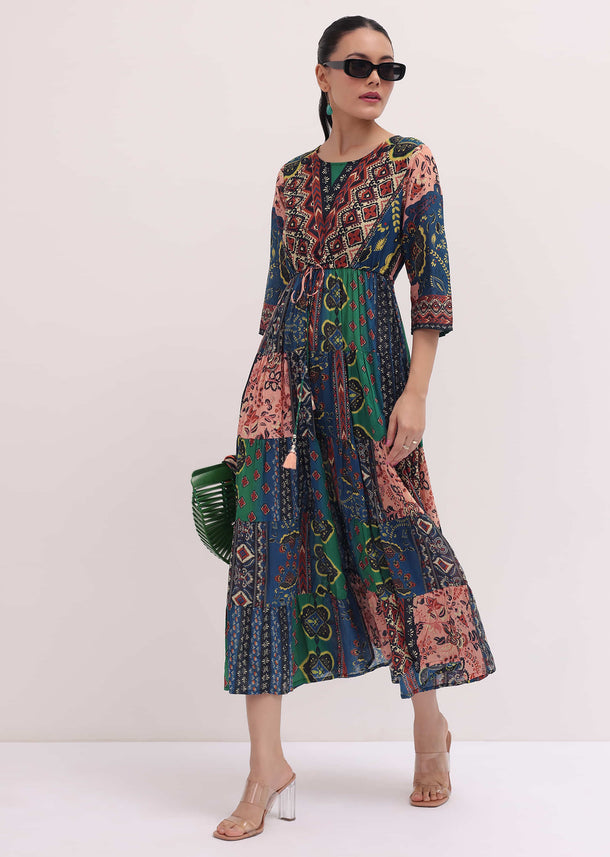 Multicolour Printed Cotton Dress