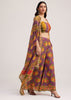 Multicolour Printed Crop Top Palazzo And Cape Set