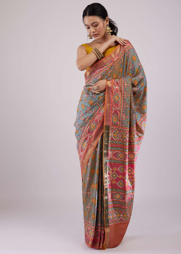 Multicolored Patola Print Silk Saree