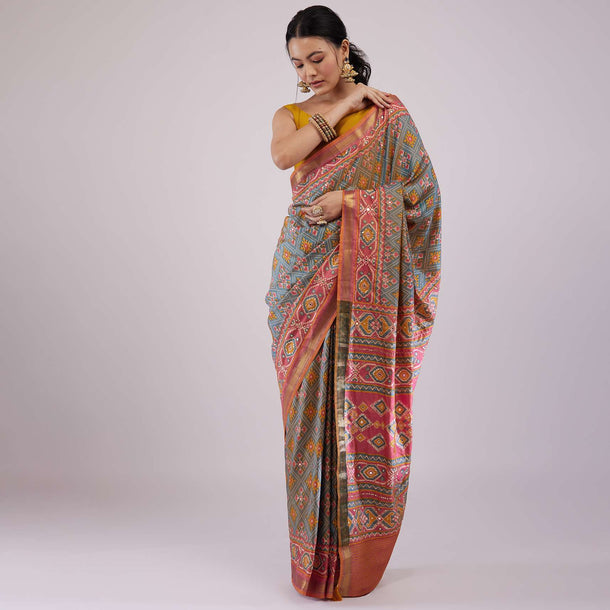 Multicolored Patola Print Silk Saree