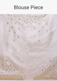 Mushroom Grey Saree In Organza With Gotta Lace Work In Geometric Pattern Online - Kalki Fashion