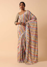 Muslin Printed Saree With Unstitched Blouse Fabric