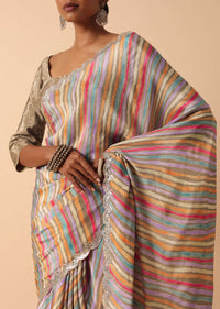 Muslin Printed Saree With Unstitched Blouse Fabric