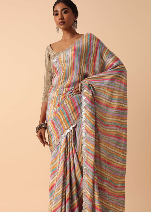 Muslin Printed Saree With Unstitched Blouse Fabric