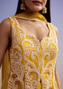 Mustard Net Palazzo Suit With Moti And Cut Dana Work