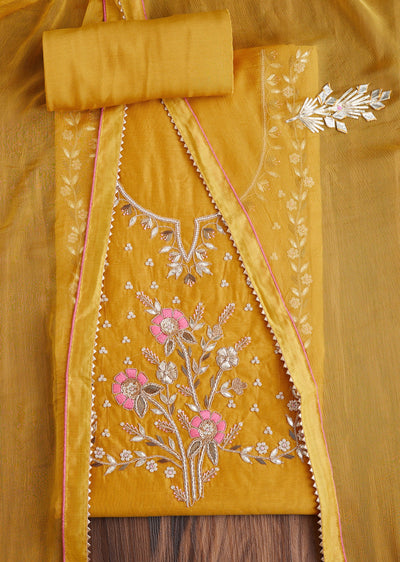 Mustard Tissue Dress Material Suit