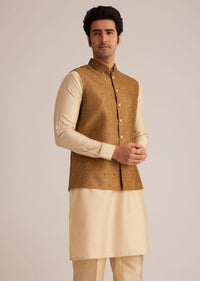 Rusty Red Nehru Jacket With Kurta Pant Set
