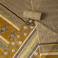 Mustard Cotton Kalamkari Printed Unstitched Dress Material