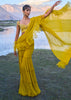 Mustard Georgette Pre Draped Sharara With Embroidered Blouse