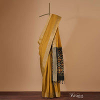 Mustard Yellow Saree In Album South Silk With Patola Pallu And Unstitched Blouse