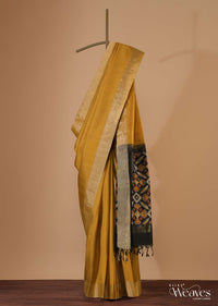 Mustard Yellow Saree In Album South Silk With Patola Pallu And Unstitched Blouse