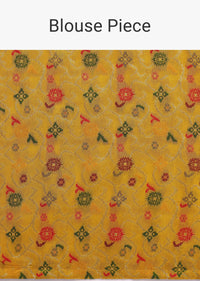 Mustard Yellow Banarasi Silk Handloom Saree With Meenakari Weave And Unstitched Blouse Piece