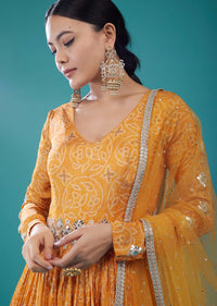 Honey Yellow Bandhani Print Anarkali Suit