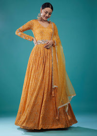 Honey Yellow Bandhani Print Anarkali Suit