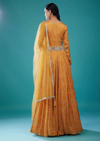 Honey Yellow Bandhani Print Anarkali Suit