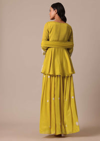 Mustard Yellow Chiffon Kurta Palazzo Set