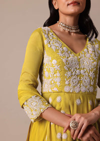 Mustard Yellow Chiffon Kurta Palazzo Set