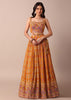 Mustard Yellow Embroidered Choli With Printed Jacket And Lehenga