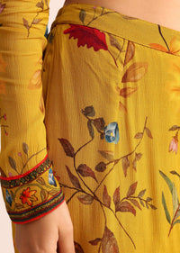 Mustard Yellow Floral Printed Kurta Sharara With Dupatta