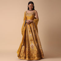 Mustard Yellow Lehenga With Embroidered Choli And Dupatta