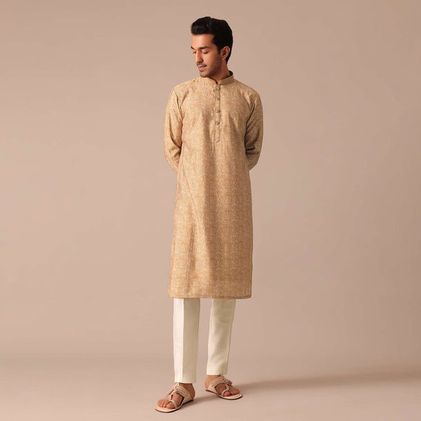 Mustard Yellow Muslin Silk Kurta Set