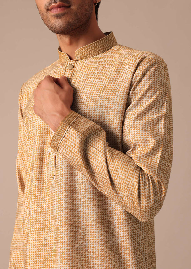 Mustard Yellow Muslin Silk Kurta Set