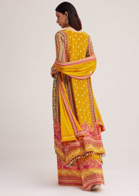 Mustard Yellow Printed Palazzo Set