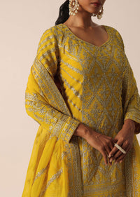 Mustard Yellow Short Kurta Palazzo Set