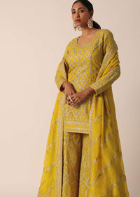 Mustard Yellow Short Kurta Palazzo Set