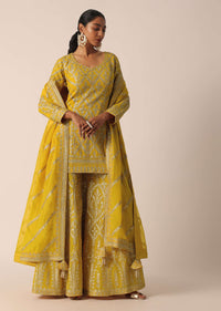 Mustard Yellow Short Kurta Palazzo Set