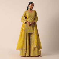 Mustard Yellow Short Kurta Palazzo Set