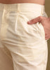Mustard Yellow Silk Kurta Set In Resham Work For Men