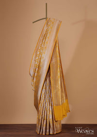 Mustard Yellow Uppada Silk Saree Meenakari Butta Jaal Weave