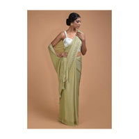 Nature Green Saree In Chiffon With Badla Buttis All Over Online - Kalki Fashion