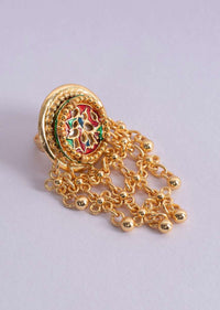 Navratna stone round traditional ring with chain tassel only on Kalki