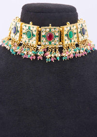 Navratna stone traditional chocker with kundan detailing only on kalki