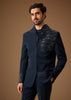 Navy Blue Embroidered Tuxedo Set